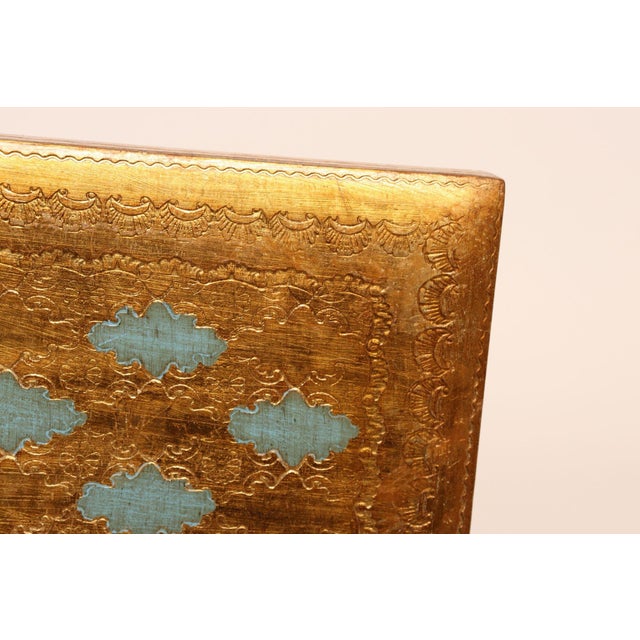 Large Vintage Italian Florentine Baroque Turquoise and Gilt-Wood Jewelry Box For Sale - Image 12 of 17