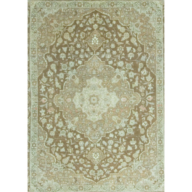 Textile Antique Floral Medallion Tabriz Rug, 4'4 X 5'9 For Sale - Image 7 of 8