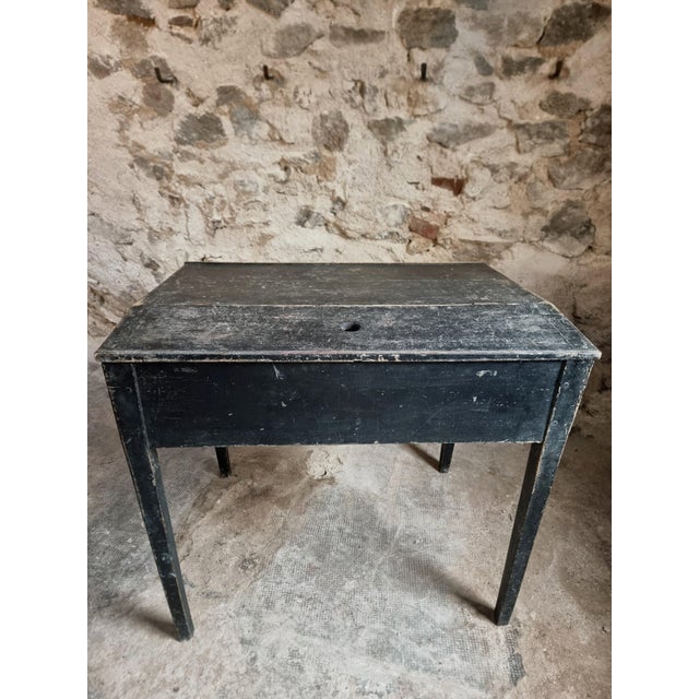 Antique French Black School Lift Top Desk, 1900s For Sale - Image 11 of 18