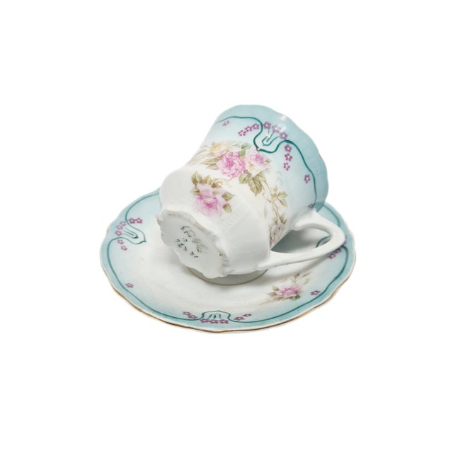 Art Nouveau Coffee Cup and Saucer from Tielsch, Poland, 1950s, Set of 2 For Sale - Image 11 of 13