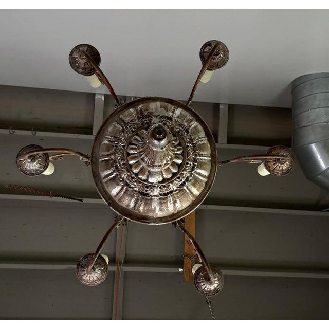 Italian Silvered Wood and Iron Six-Light Chandelier For Sale - Image 12 of 13