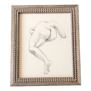 Vintage Original Abstract Female Nude Charcoal Study Drawing 1970’s For Sale