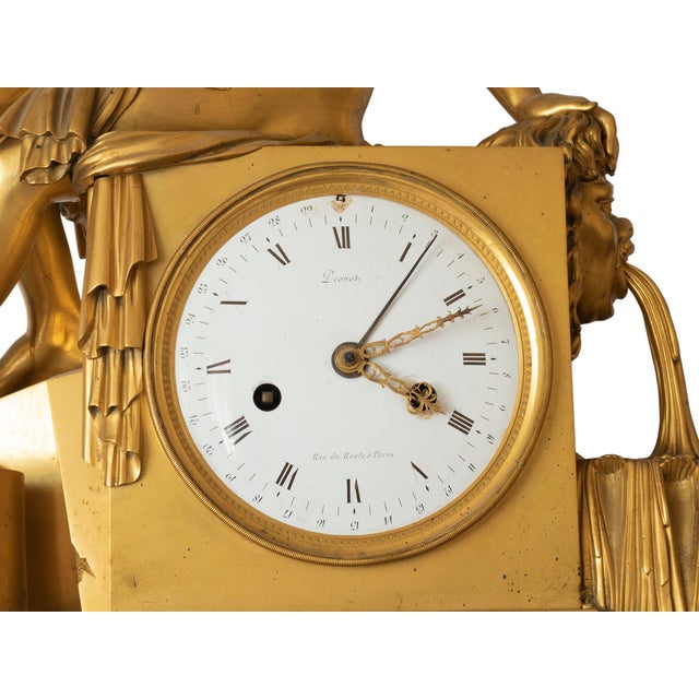 Gold French Empire Bronze Mantel Clock, 1800s For Sale - Image 8 of 12