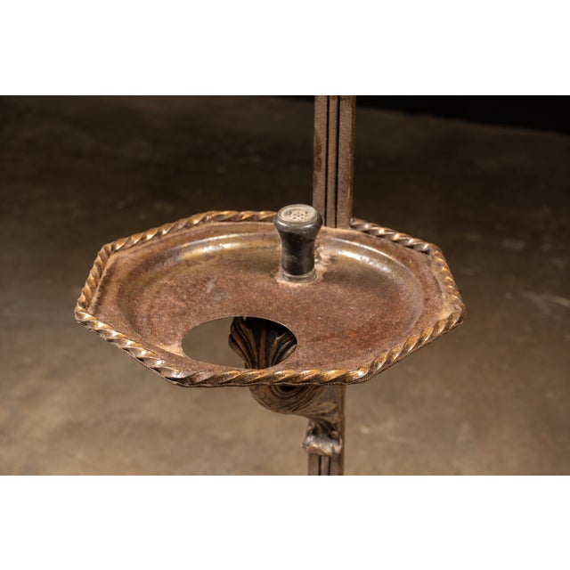 Brass Antique Brass Lamp With Ashtray Stand For Sale - Image 8 of 8