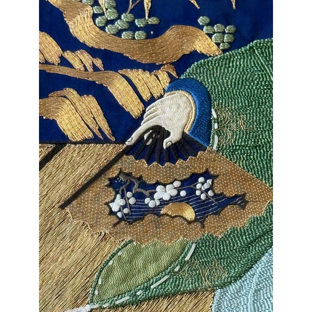 1910s Framed Large Japanese Embroidery Silk Fukusa of Superb Quality Meiji Period For Sale - Image 5 of 18