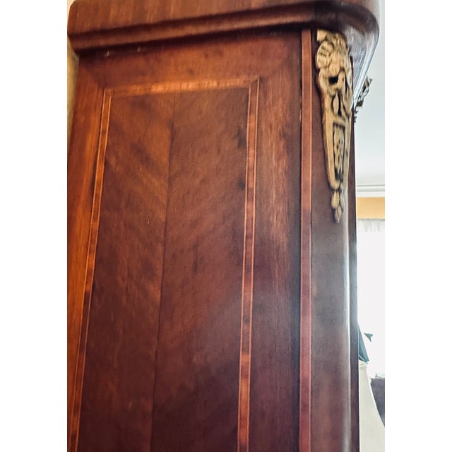 Antique German Inlaid French Style Box Wall Clock 8 Day With Westminster Chime For Sale - Image 9 of 11