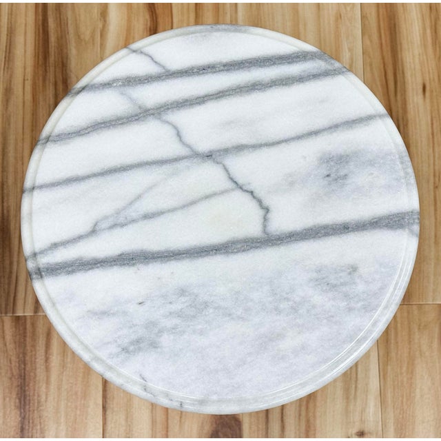 Vintage French Style Marble Top Brass Filigree Side Table For Sale - Image 4 of 6