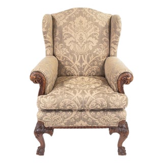 Late 20th Century George II Style Walnut Wing Armchair by Mike Bell For Sale
