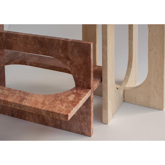 Red Bond Side Table in Red Travertine from Kiwano Concept For Sale - Image 8 of 9