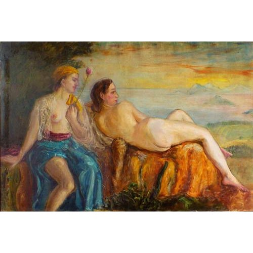 Antonio Feltrinelli, Nude Models, 1930s, Oil Painting on Canvas For Sale - Image 4 of 4