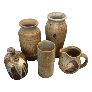 Collection Of Signed Vintage Pottery - Set of 5 For Sale