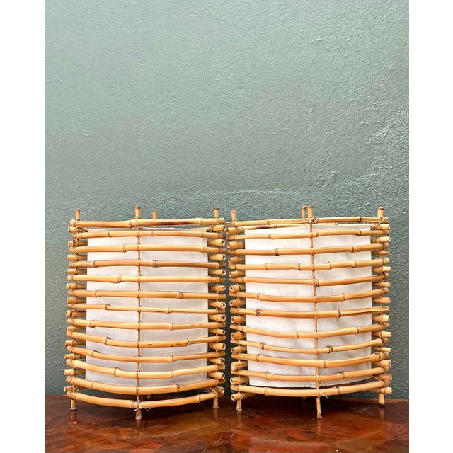 Vintage Stacked Bamboo Lantern Lamps - A Pair For Sale - Image 10 of 12