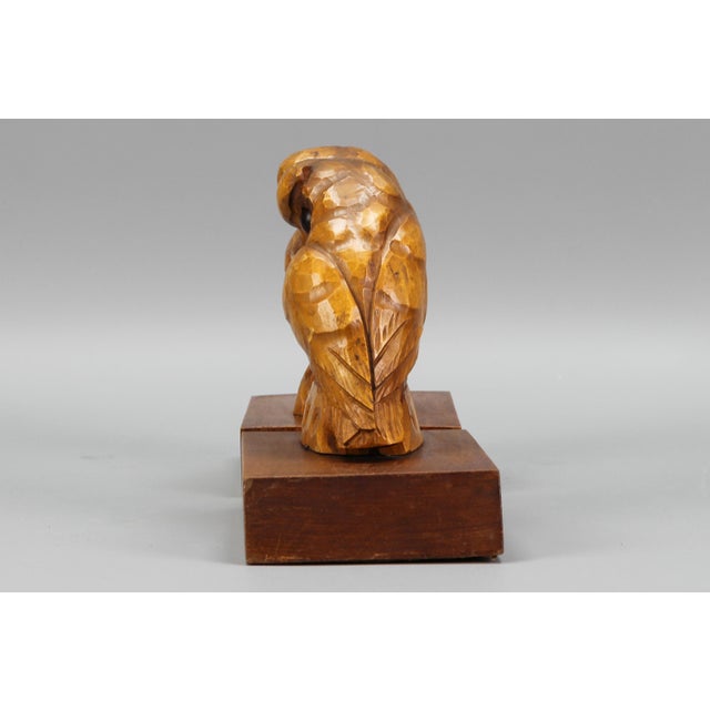 Hand Carved Owl Wooden Bookends, Germany, 1930s, Set of 2 For Sale - Image 9 of 18
