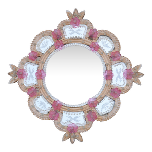Excepetional Vintage Pink Murano Glass Wall Mirror