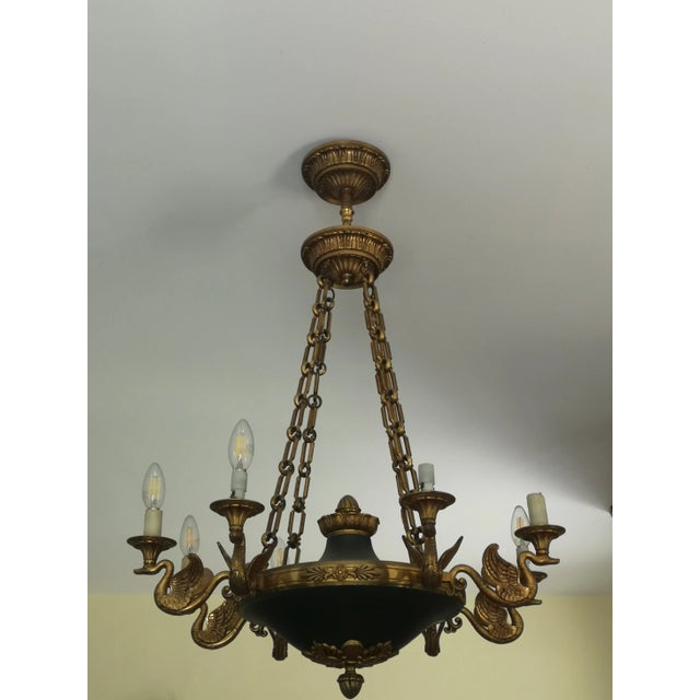 French Empire style Napoleon light fixture Gold swan decor Gold chandelier lighting Daisy Gold ceiling light Pendant light...