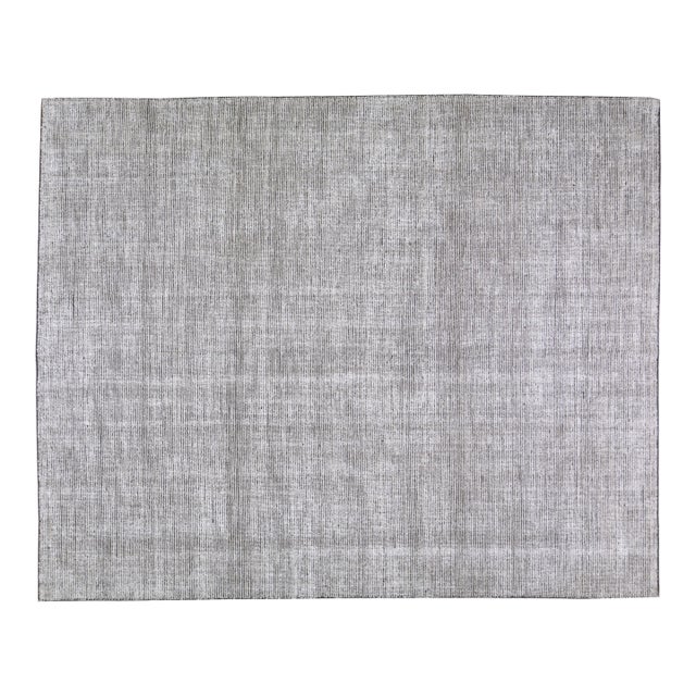 Modern Indian Handloom Wool/Bamboo Rug, 7'1"x9'9" For Sale