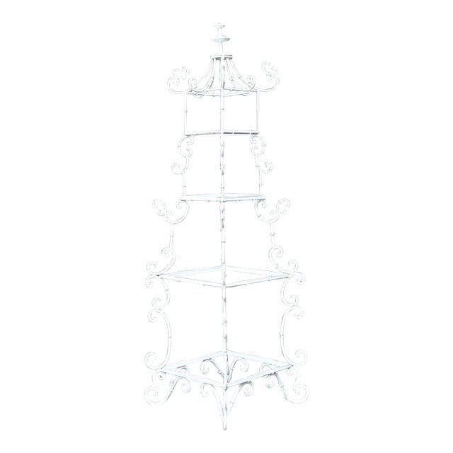 Vintage Wrought Iron Pagoda Etagere For Sale