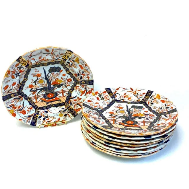 Mason's Ironstone 19th Century Set of Nine Masons Ironstone 9" Plates Imari or Indian Tree Pattern Variation For Sale - Image 4 of 9