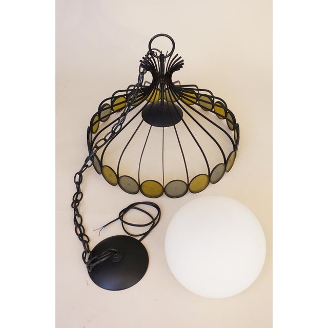 Lightcraft Atomic Caged Parasol Glass Swag Pendant Sculpture Hanging Lamp 1960's For Sale In Los Angeles - Image 6 of 6