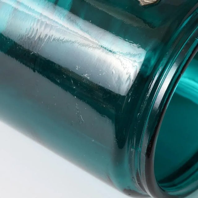 Mid-Century French Turquoise Glass Jar from Letain a La Rose, 1960s For Sale - Image 6 of 8