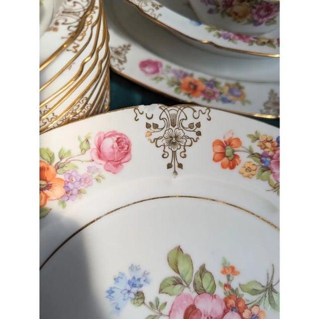 Mid 20th Century Vintage Baronet F&b Union Czechoslovakia Floral Pattern Fine China Set, Made in Bohemia - 100 Pieces For Sale - Image 11 of 11