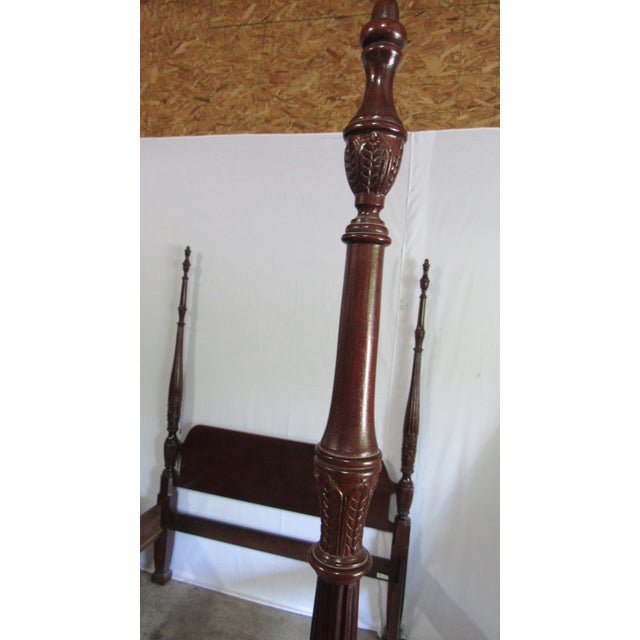 1980s 1980s Thomasville Designer Cherry Poster Bed Rice Queen Size Carved For Sale - Image 5 of 6