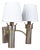 Modernist 2-Light Wall Sconce in Brass-Toned Metal with White Pleated Shades, 1950s For Sale