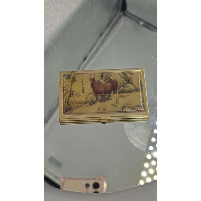 Pre-War Brass Gilded Business Card Holder, 1890s For Sale - Image 6 of 6