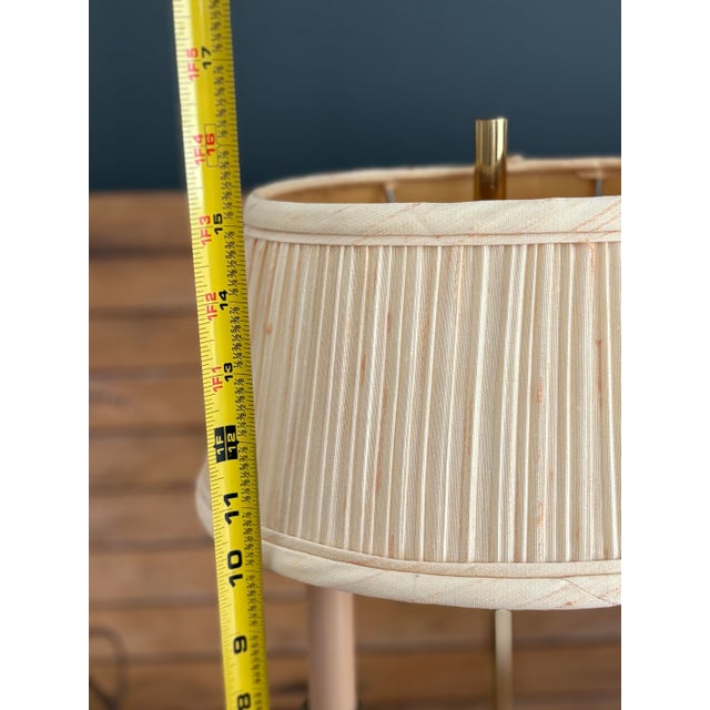 Vintage Brass Bouillotte Table Lamp – Dual Candle Arm French Empire Style W/ Pleated Shade For Sale - Image 9 of 10