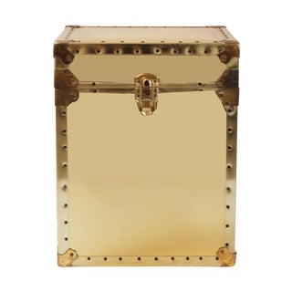 Sarried-Style Brass Trunk Side Table For Sale