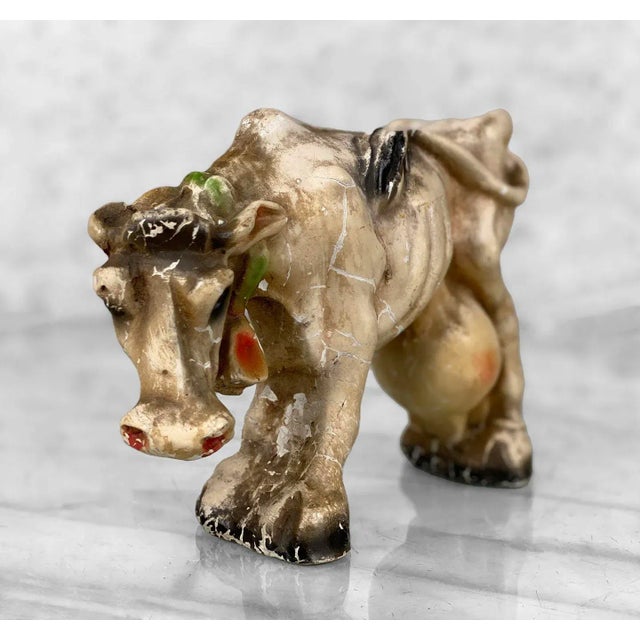 Farmhouse Vintage Traditional Farmhouse Chalkware Milking Cow Sculpture For Sale - Image 3 of 9
