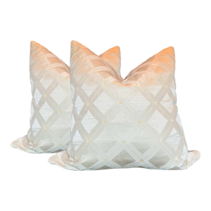 Beacon Hill Silk Lattice Pillows in Cream - A Pair