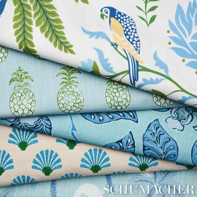 Schumacher Schumacher Piña Cove Indoor/Outdoor Fabric in Aquamarine For Sale - Image 4 of 5