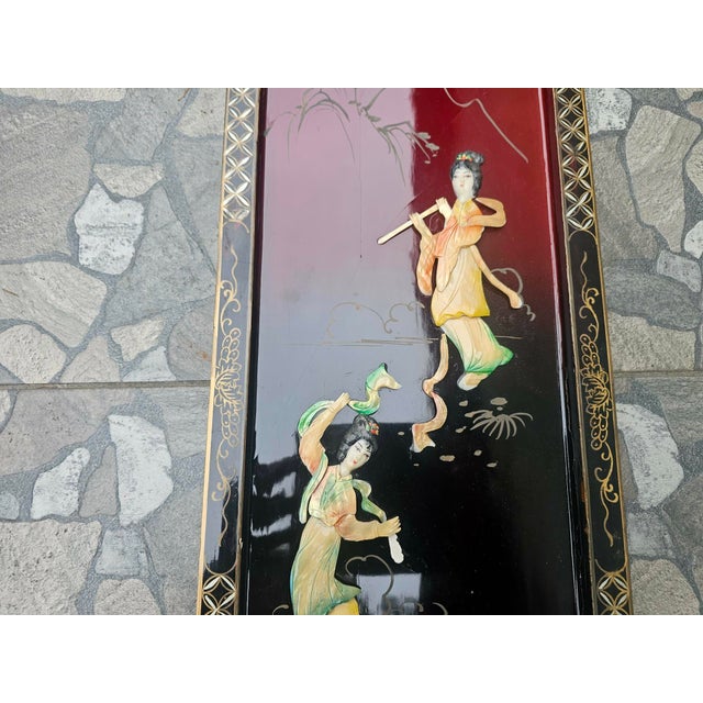 Japanese Wooden Picture, 1950s For Sale - Image 3 of 9