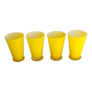 Yellow Cased Glasses - Set of 4 For Sale