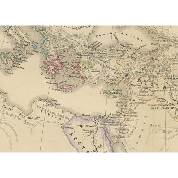 Paper The World in the Assyrian Empires Era Map, 1880 For Sale - Image 7 of 8