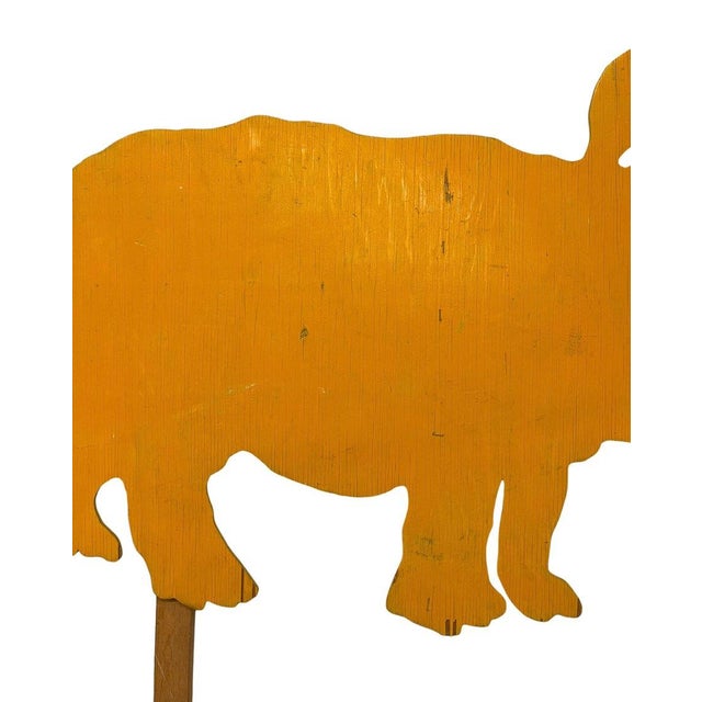 Vintage Hand-Painted Wooden Rhinoceros Lawn Sign / Folk Art Yard Stake For Sale In Seattle - Image 6 of 10
