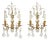 Italian Brass & Crystal 2-Branch Wall Sconces, Pr. For Sale