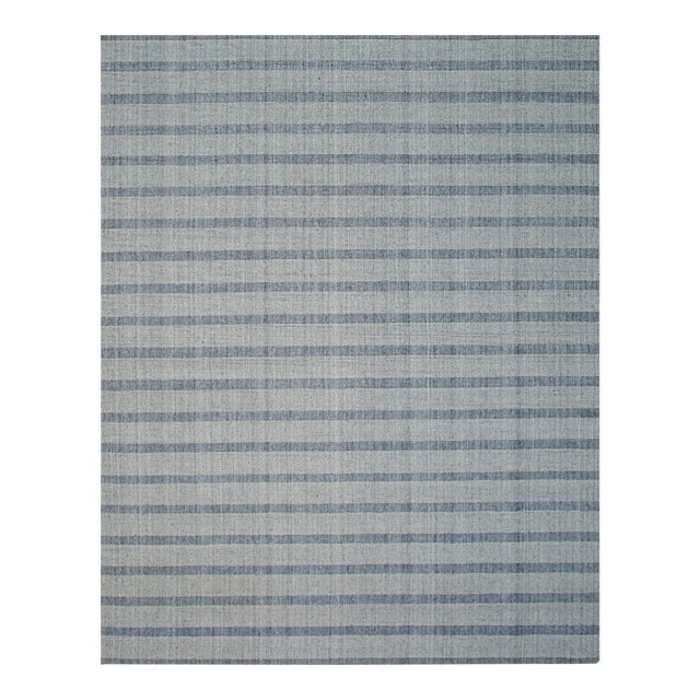 10x14 Luxurious Timeless Gray Stripe Modern Handmade Wool Carpet Rug For Sale