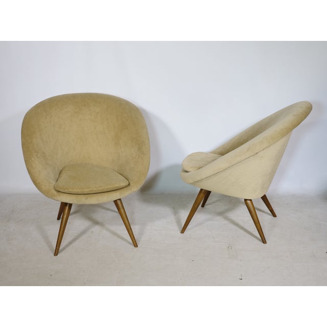 Wood Mid-Century Shell Lounge Chairs in the style of Jean Royère, 1950s, Set of 2 For Sale - Image 7 of 12