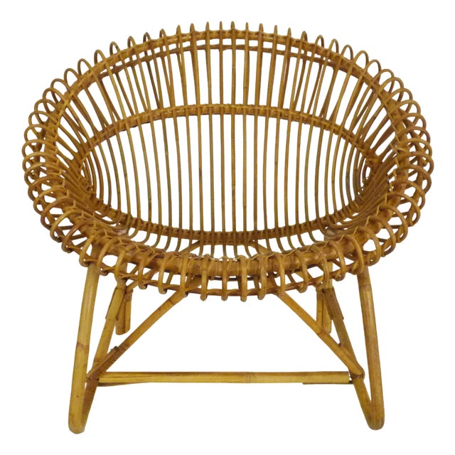 Vintage Rattan Armchair, 1960s For Sale