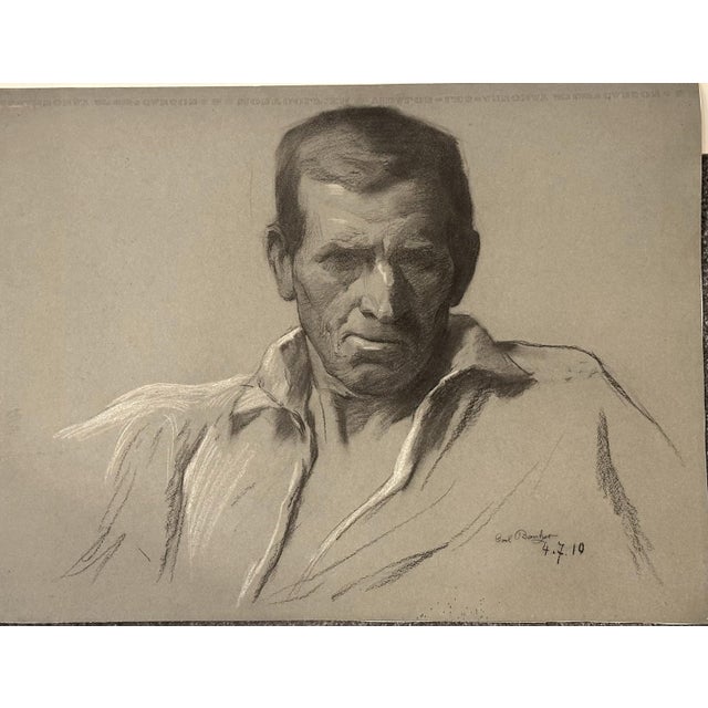 Carl Bantzer (1857-1941), Study of Farmer Rupp's Head. Master drawing dated July 4, 1910, produced on-site in...