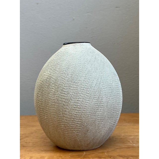 Vintage Textured Ceramic Vase For Sale - Image 12 of 18