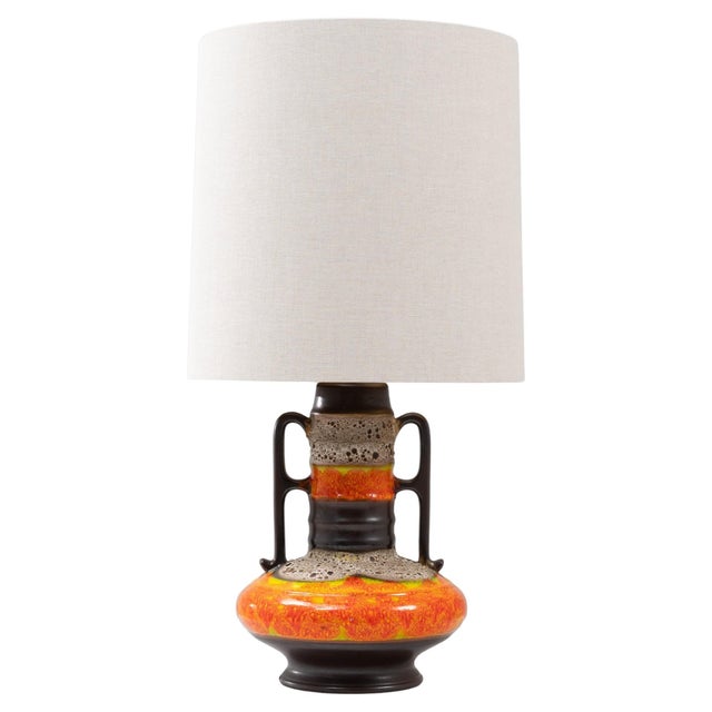 20th Century German Orange Fat Lava Ceramic Table Lamp For Sale - Image 15 of 18