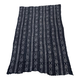 Vintage African Black and White Mud Cloth Textile Mali 65 by 42" For Sale