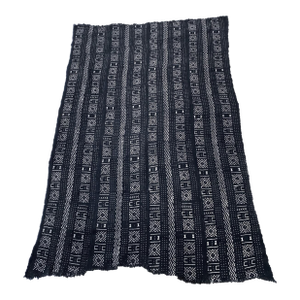 Vintage African Black and White Mud Cloth Textile Mali 65 by 42"