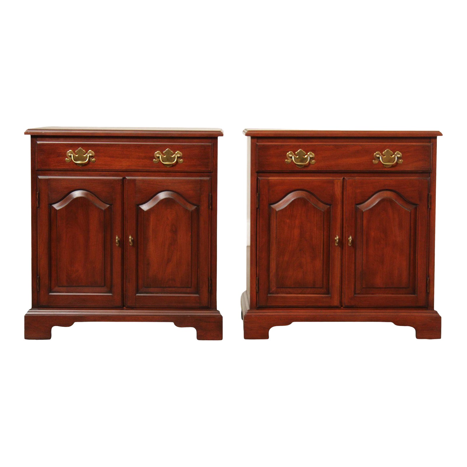 Henkel Harris Chippendale Style Pair of Cherry Nightstands Chairish