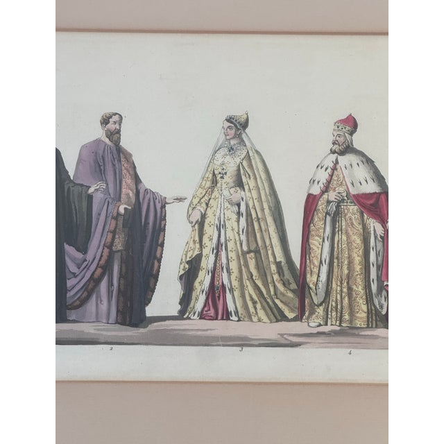 Rustic European Antique Hand-Tinted Engraving From Il Costume Antico E Moderno by Ferrario, 1823 – Italian Historical Dress For Sale - Image 3 of 12