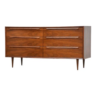 1960s Refinished Walnut Mid Century Dresser For Sale
