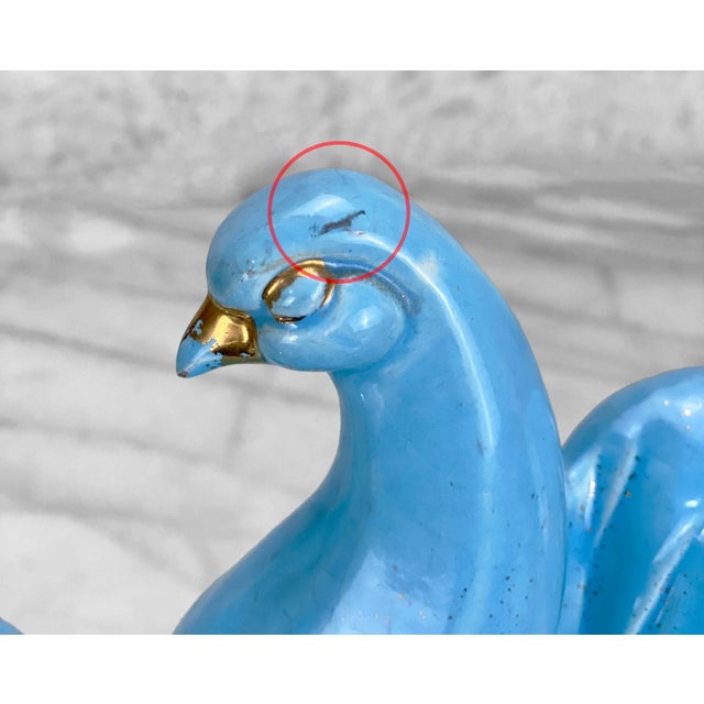 Ceramic Mid-Century Art Deco California Pottery Blue Dove Bird Indoor Planter For Sale - Image 7 of 11